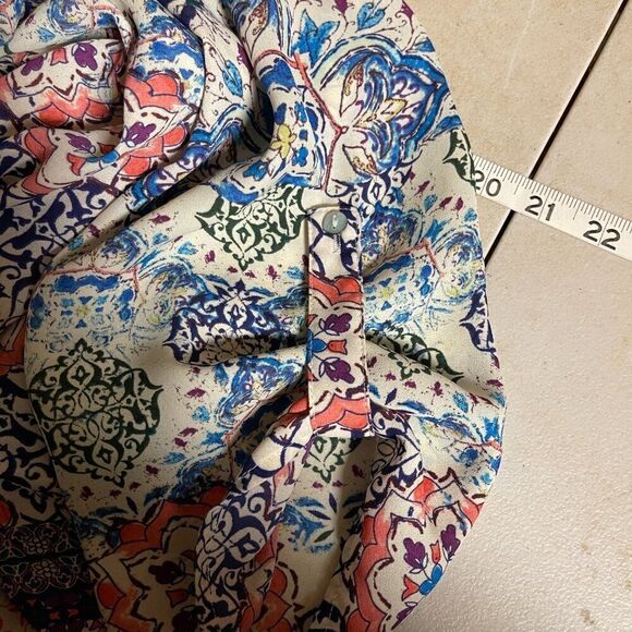 DR2 Paisley Hi Lo Split Neck Peasant Boho Blouse XL - Picture 13 of 13